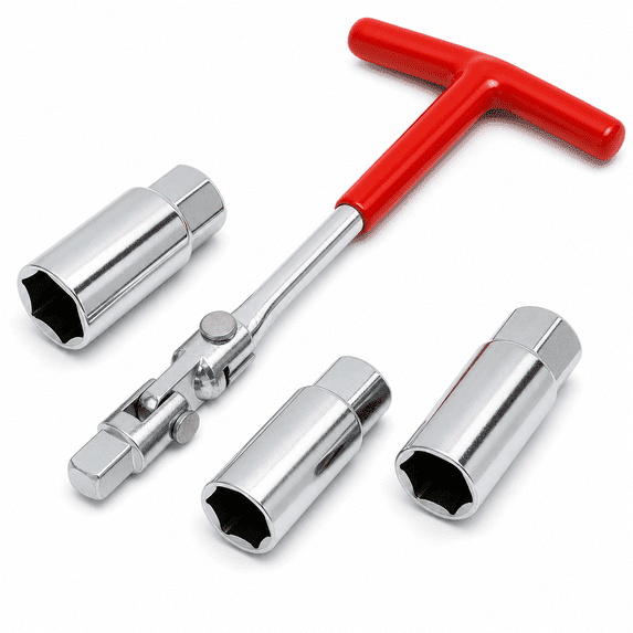 Spark Plug Socket Wrench Set, 3-Pcs T-Handle Universal Removal Tool (14mm 16mm 21mm) for Motorcycles, Cars, Lawn Mowers