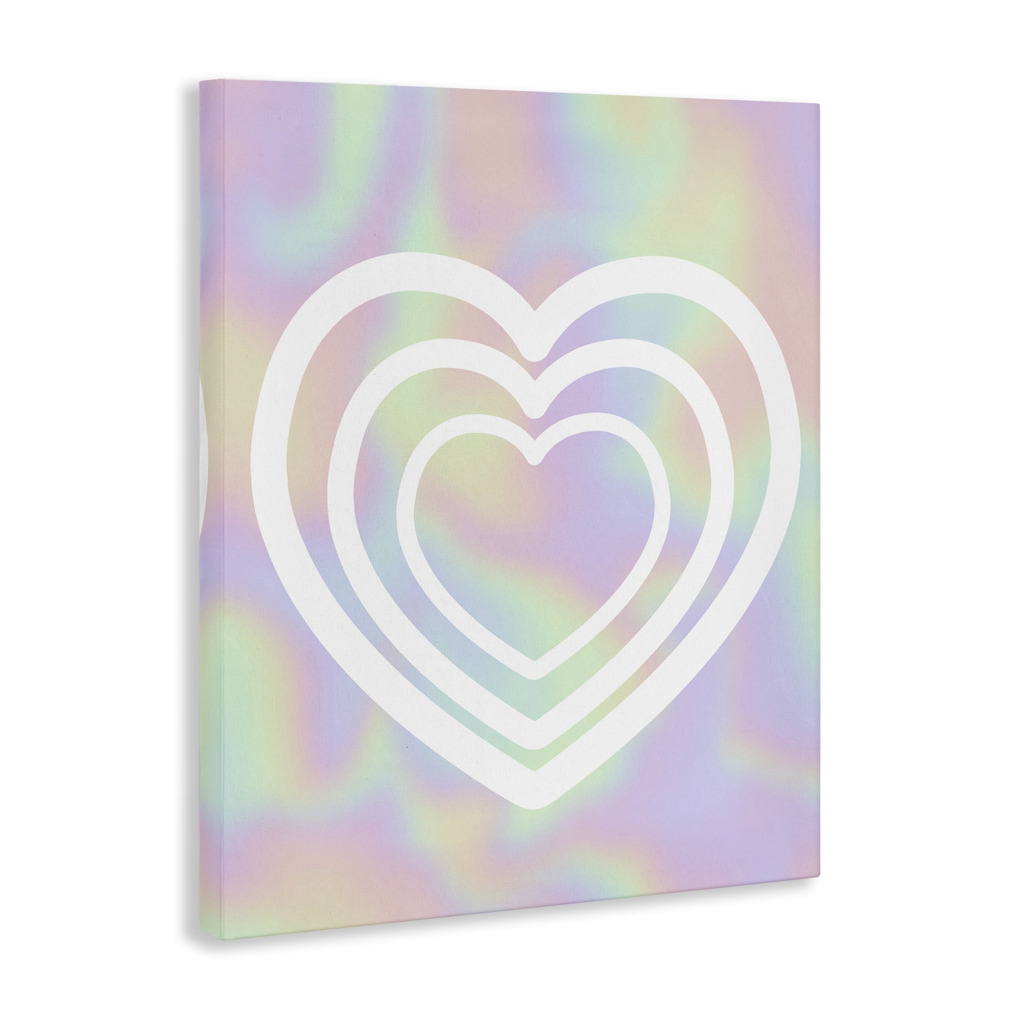 Stupell Industries Pastel Pattern with Hearts Abstract Painting Wrapped Canvas Art Print Wall Art, 16 x 20