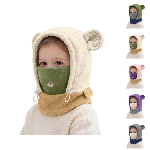 Kids Balaclava Hat with Face Mask Polar Soft Warm Cold Weather Hat for Boys Girls 4-12 Years Skiing Cycling Camping and Winter Play Kids Cold Weather Gear