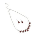 thumbnail image 2 of SOHI Women's Red Embellished Teardrop Necklace And Earrings (Set Of 2), 2 of 4