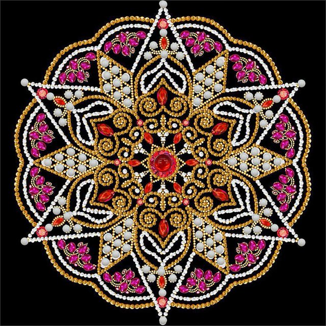 (LY088) Resina Diamante Con Forma Especial Serie Abstracta Mandala Diamante Parcial 30*30cm