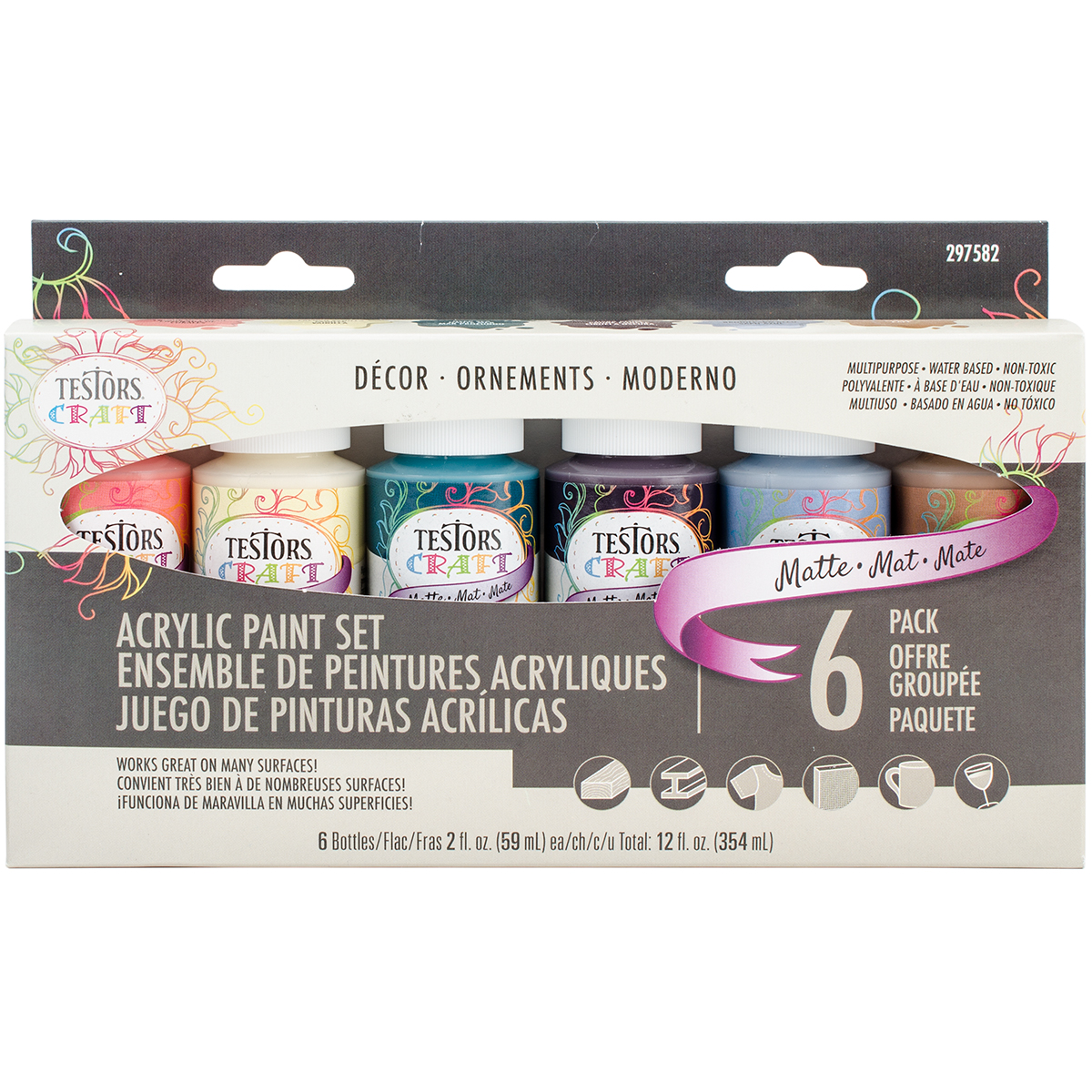 Testors Craft Acrylic Paint Set 6/PkgDecor Matte