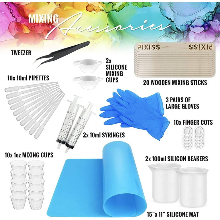 201pcs Resin Glitter Silicone Molds Kit, Including Resin Molds, Silicone  And Epoxy Resin Supplies, Random Style Packed Glue 2 Bottles (transparent)  And B (hardening) Epoxy Resin, With Measuring Cup, Tweezers, Stirring Stick