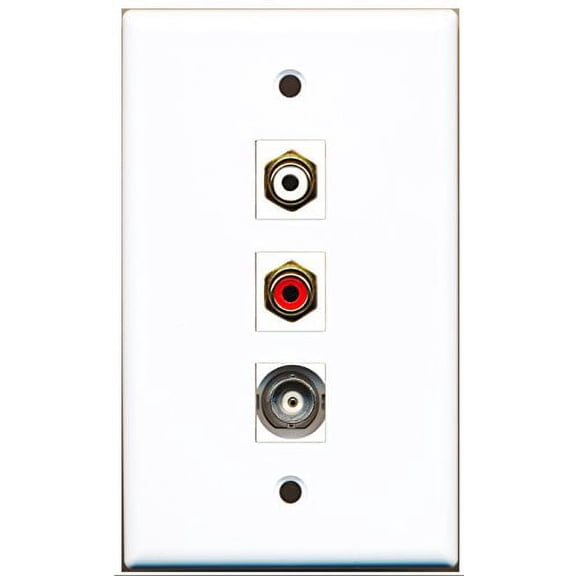 RiteAV - 1 Port RCA Red and 1 Port RCA White and 1 Port BNC Wall Plate