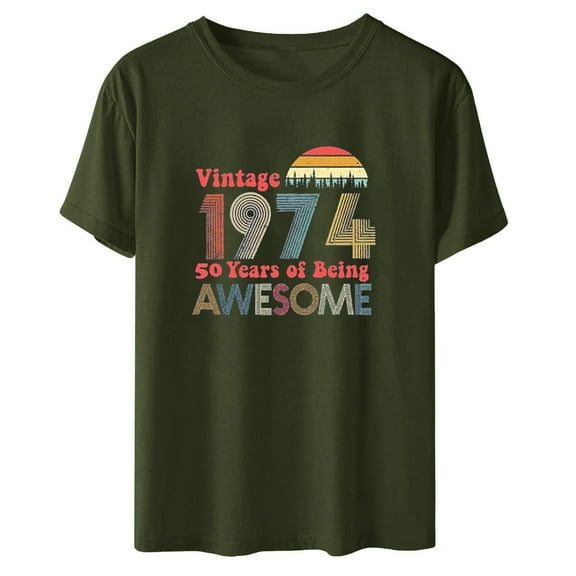 ICHUANYI Womens Funny Letter Print Tees Retro Short Sleevel T Shirts Party Tops Cloth New Trending