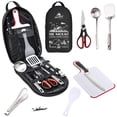 thumbnail image 2 of Portable Travel Utensils Set 9pcs Stainless Steel Camping Kitchen Cookware Set Kitchenware for Backpacking BBQ Camping Picnic Army green, 2 of 5