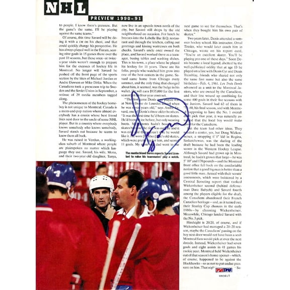 Denis Savard Autographed Magazine Page Photo Montreal Canadiens PSA/DNA #U93617