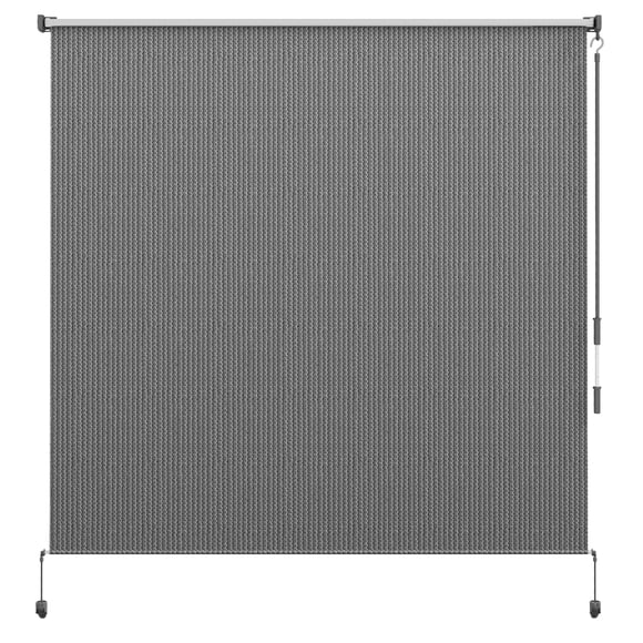 Outsunny Outdoor Roller Shade, 6' x 6' Patio Door Blinds, Light Grey