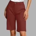 thumbnail image 5 of Women's Bermuda Shorts Lightweight Hiking for Running Athletic Camping Travel Golf High Waisted Knee Length with Pockets Wine XL, 5 of 6