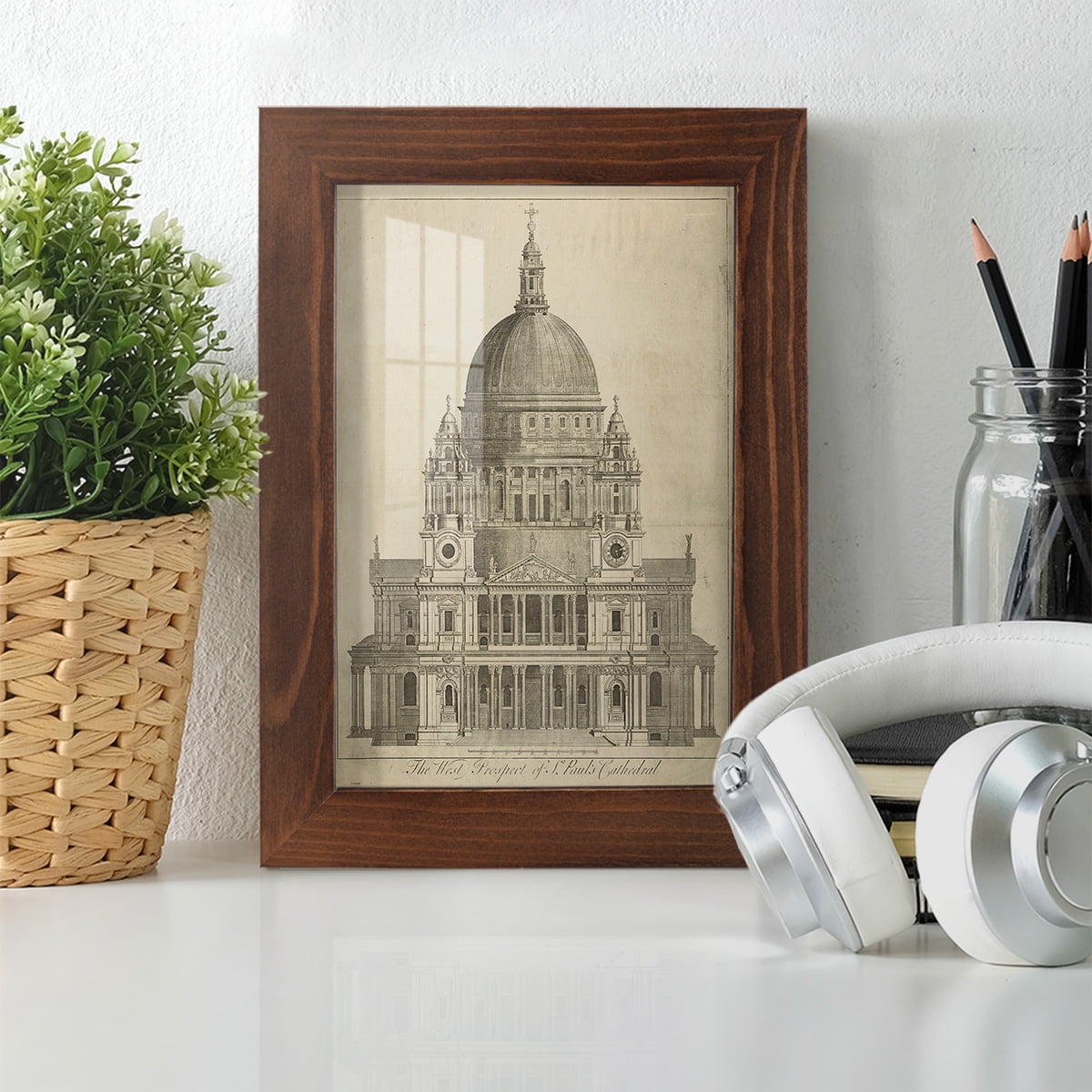 St. Paul's Cathedral -Framed Print w/glass-Chestnut