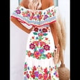 thumbnail image 4 of Vestido de Verano para Mujer, Estampado Floral, Hombros Descubiertos, Sin Mangas, y Rojo L, 4 of 10
