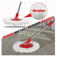 thumbnail image 4 of Spin Mop and Bucket, Microfiber Spin Mop & Bucket Floor Cleaning System, Spin Mop Kit with 3 Mop Heads, Mop with Stainless Steel Wringer, 61 inches Telescoping Mop Rod (Red), 4 of 6