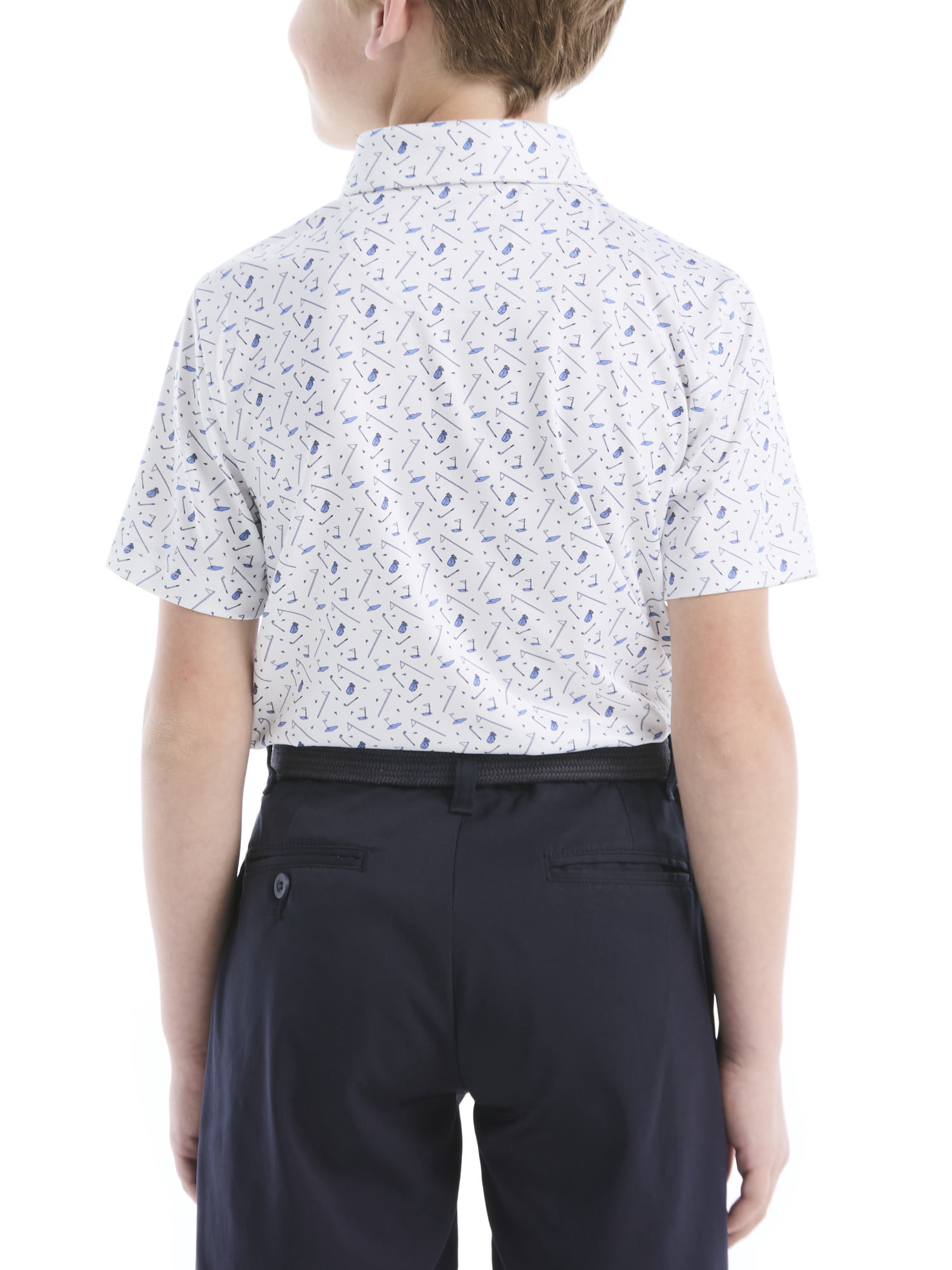 Ben Hogan Performance Little Boys and Big Boys Golf Course Printed Short Sleeve Golf Polo Shirt, Sizes 4-18