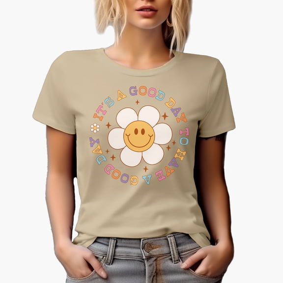 It's a Good Day to Have a Good Day, Retro Flower Art Merch Gift, Tan T-Shirt, 3XL