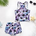 thumbnail image 6 of COEQINE Girls Two Piece Tankini Swimsuit Racerback Bathing Suit with Chest Pad, Summer Hawaiian Swimwear with Boyshort for Kids 6-7 Years, for Water Play, Paw Tie-dye Purple, 6 of 8