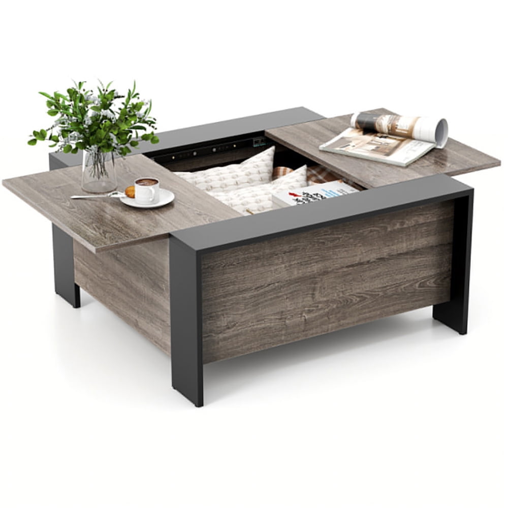 Finihen Coffee Table, 36.5 Inch Coffee Table with Sliding Top and Hidden Compartment, for Living Room, Reception Room, Office, Gray Finihen Coffee Table, 36.5 Inch Coffee Table with Sliding Top and Hidden Compartment, for Living Room, Reception Room, Office, Gray