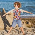 thumbnail image 3 of FORMRS Boys Rash Guard Short Sleeves Swim Shirt Quick Dry UPF 50+ Sun Protection, Sizes 3-12T, Colorful Flowers Pattern, 3 of 6