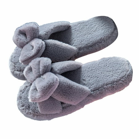 

Slippers for Women Women S Bowknot Indoor Warm Home Shoes Soft Bottom Slippers Cotton Slippers Womens Slippers Plush Grey 39-40