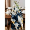 thumbnail image 2 of Navy Blue Marble Table Runner Gold Modern Art Tablerunners 14 x 72 Inch, Table Decorations Tabletop Scarf for Summer Gathering Holiday Farmhouse Kitchen Dining Decor, 2 of 6