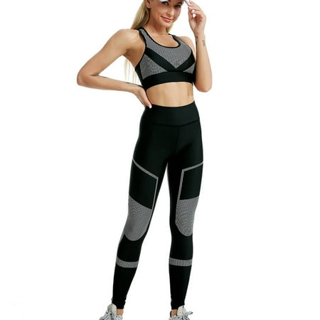 

TZNBGO Sweat Suits For Womens 2 Piece Women Patchwork Print High Waist Stretch Strethcy Fitness Leggings Yoga Pant Set Fashion Yoga Pants Printed Sports High Waist Ninth Pants Crossover Bra Set A3797