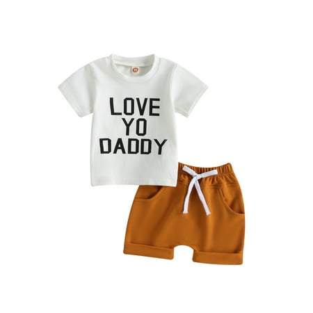 

Wassery Baby Boy Father’s Day Outfits Short Sleeve Letter Print Tops + Pocket Shorts Set 2Pcs Summer Casual Clothes for Newborn 3M 6M 12M 18M 24M 3 Years