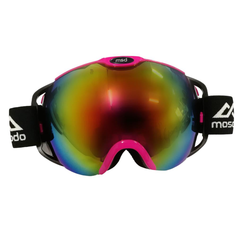 Ski Goggles Adult Anti-Fog Orange CA And PC Double Lens Pink Frame Snow Goggles 