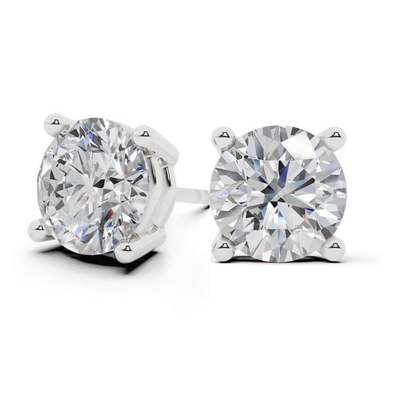 Unique Moments 1.00 Carat Round Lab Grown Diamond Stud Earrings for Women in Sterling Silver (G, SI)