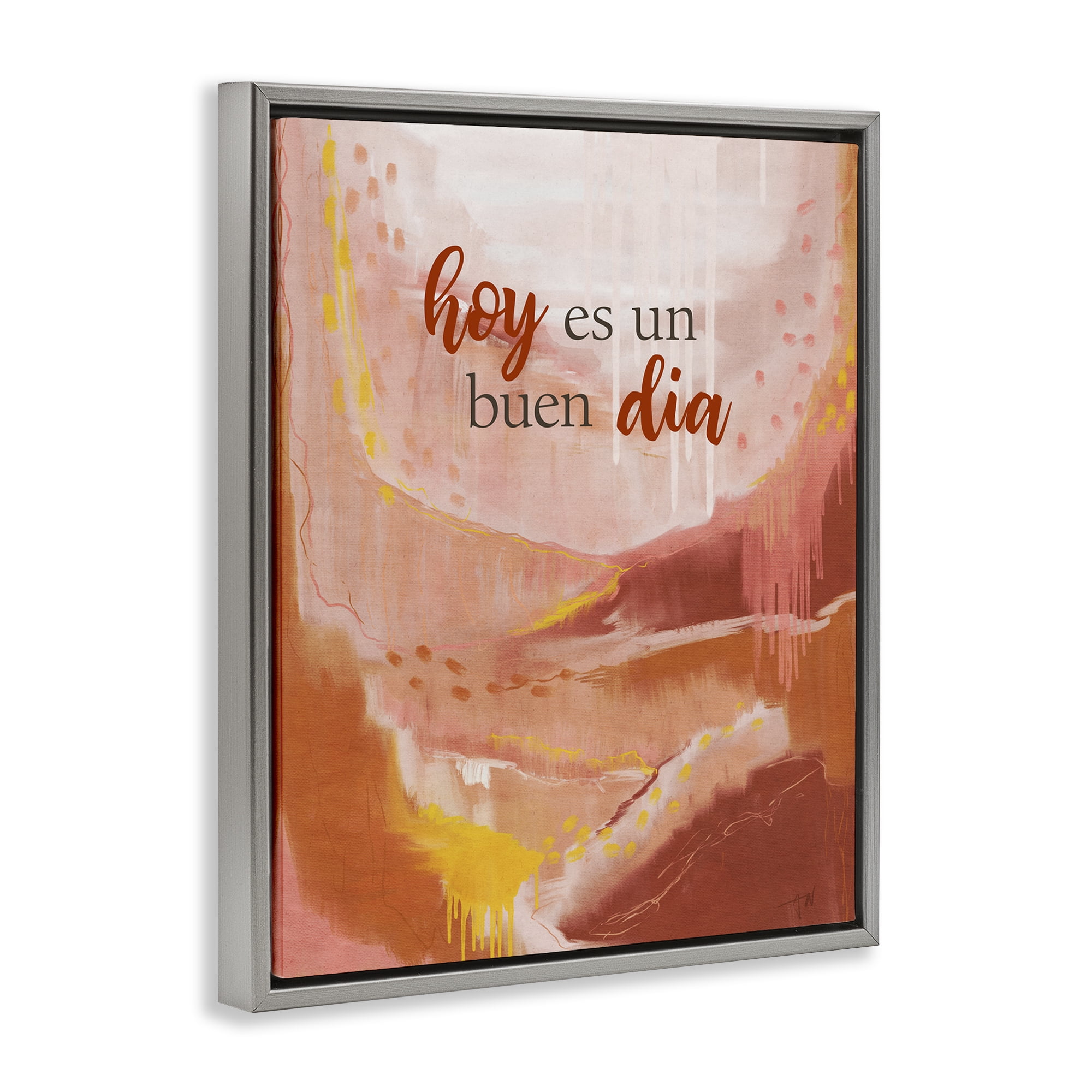 Stupell Industries Hoy es un Buen Dia Rojo Inspirational Quotes & Sayings Painting Gray Floater Framed Art Print Wall Art, 25 x 31