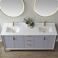 thumbnail image 6 of Vinnova Granada 72" White Faux Stone Top Double Vanity in Paris Gray w/ Mirror, 6 of 10