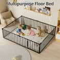 thumbnail image 4 of Queen Size Montessori Floor Bed, Heavy Duty Metal Floor Bed Frame with Safety Fence and Door, Montessori Floor Bed Frame for Boys and Girls, Black, 4 of 6