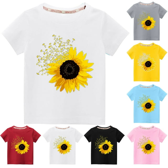 Zwiiyzr Vêtements d'Été pour Tout-Petits Garçons Filles Imprimé Tendance Mignon Couleur Unie Col Rond Manches Courtes Haut Rouge