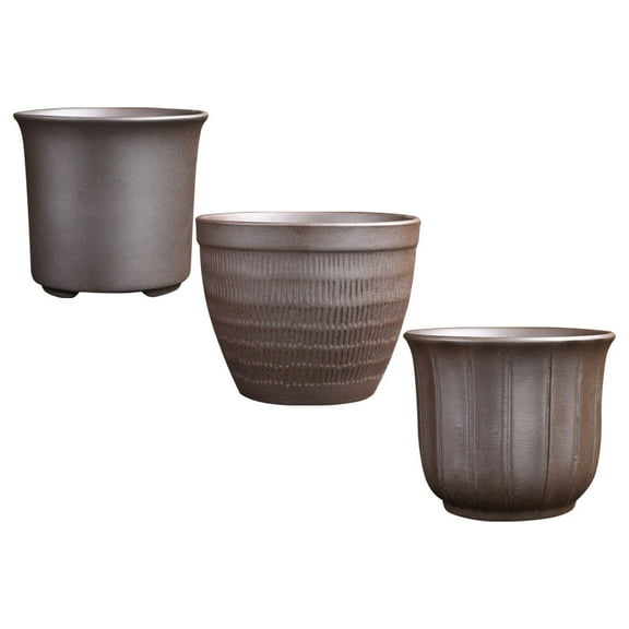 3 Pcs Outdoor Clay Pots for Plants Indoor Decoration Planter Coffee