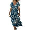 thumbnail image 3 of Roncen Floral Maxi Dress - V-Neck Short Sleeve with Side Slits for Beach & Daily Wear, 3 of 6