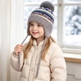 thumbnail image 6 of SRZYMJ Toddler Winter Hat Knit Earflap Beanie Pom Cap for Boys Girls Pom Top, Earflap Coverage, 6 of 6