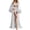 White, variant on Yongwang 3 Piece Sleepwear for Women Feather Trim Bell Sleeve Long Dress Robe with Cami Shorts Sleepwear Loungewear Set