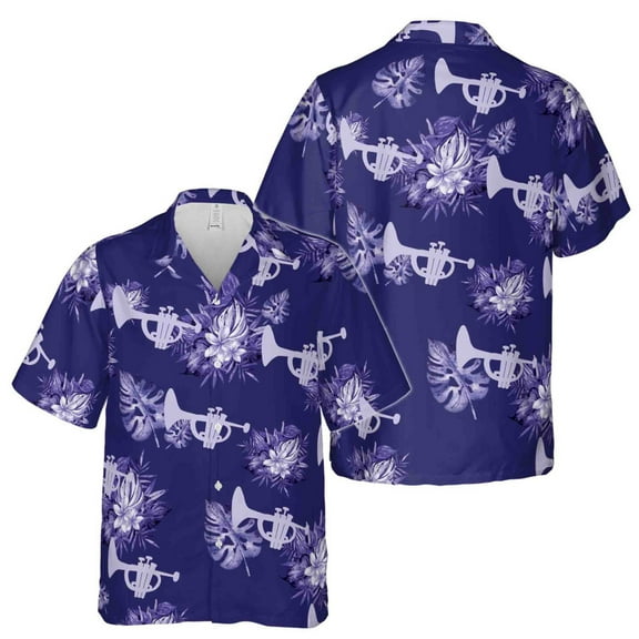 Funny Purple Trumpet Tropical Jungles Hawaiian Shirt S-5XL
