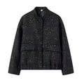 thumbnail image 4 of Womens Jacket Trendy Casual Stand Collar With Sparkling Sequins Embroidery Fashion Women'S Coats, Jackets & Vests,Black,L, 4 of 4