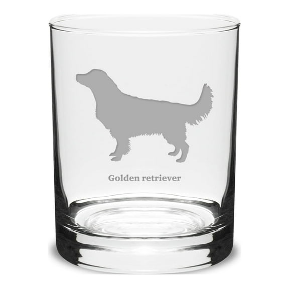 Golden Retriever Deep Etched 14 oz Classic Double Old Fashion Glass