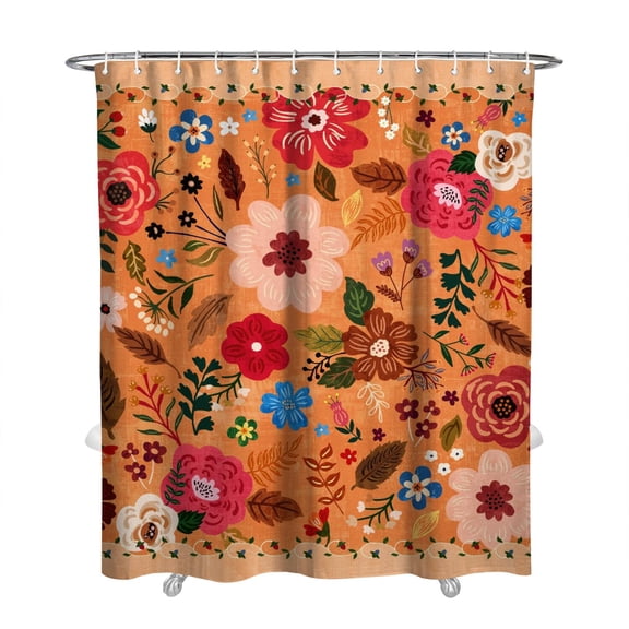 Watercolor Country Bee and Floral Curtain – Rustic Botanical Garden Look, 72x84 Inches