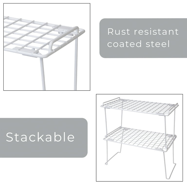 Simple Houseware Cabinet Organizer, Adjustable Dividers Lids Storage,  13''x10'', White