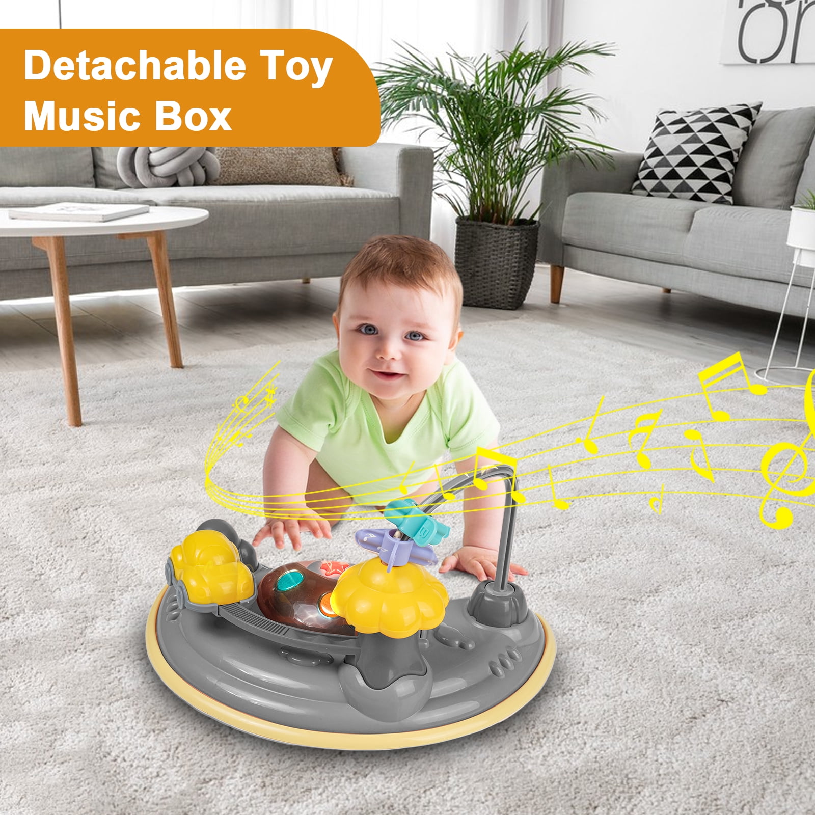 SLLINGLUO Music Lights Baby Walker for Boys and Girls, Infant Walker with Toys, Adjustable(Black)