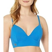 Michael Kors VINTAGE BLUE Solid Rib Bralette Bikini Swim Top, US X-Small
