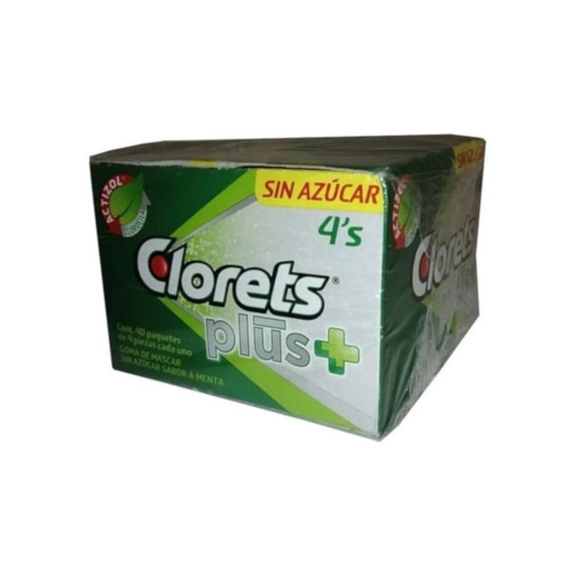 Pack de 40 Chicle Clorets Plus 4s S/Azúcar 40PZ Clorets 24pzas