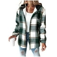 thumbnail image 2 of KIHOUT Womens Thick Casual Jacket Plaid Long Sleeve Fleece Lined Hooded Jackets Button Down Warm Coat, 2 of 6