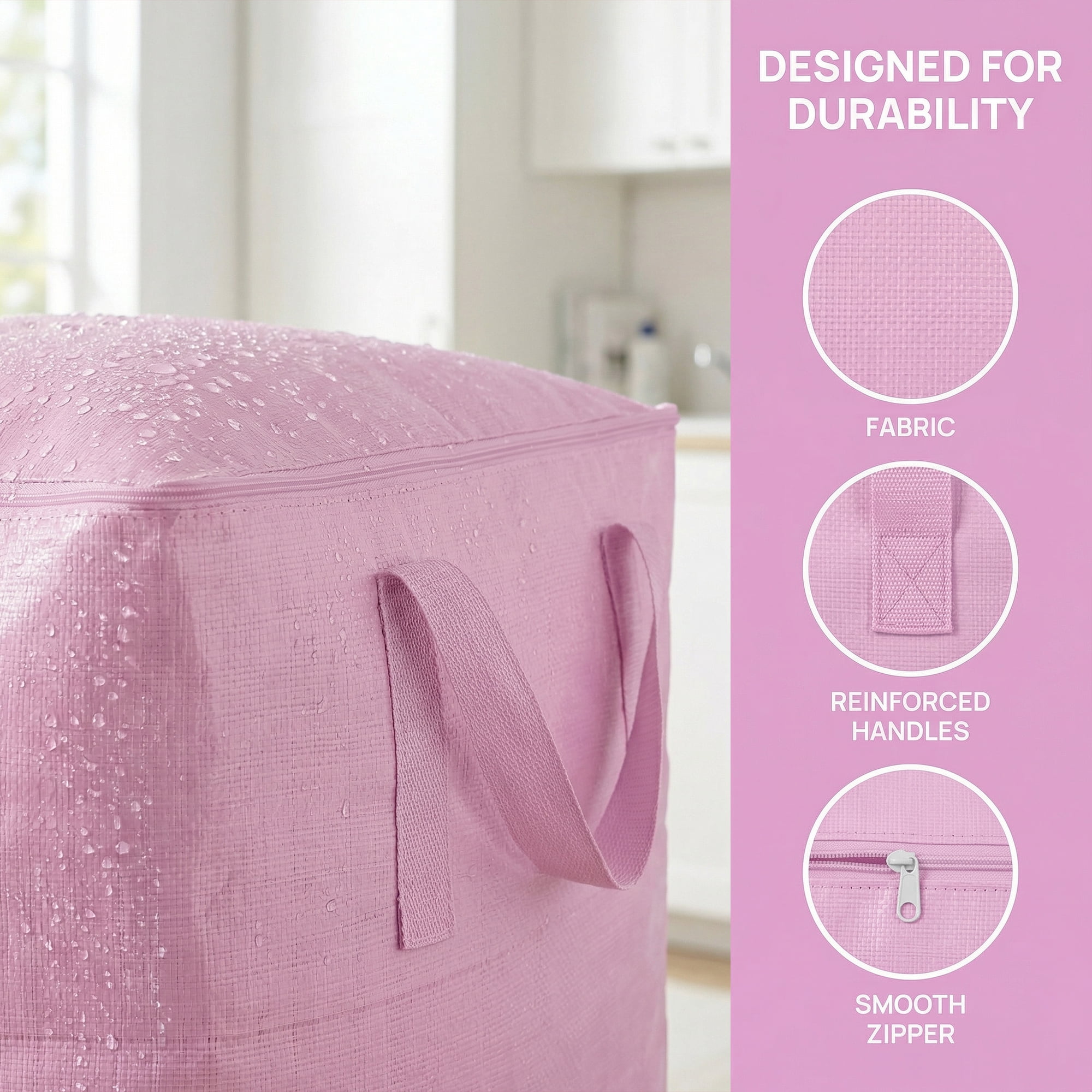 Unique Bargains Clothes Storage Bag with Handles Pink 23.6"x19.7"x31.5"