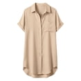 thumbnail image 6 of Wuphunn Womens Cotton Linen Collared Lapel Short Cuff Sleeve Chest Pocket Side Split Long Shirt Dress Oversized Loose Swim Cover Up Beach Vacation Summer Casual Top A Light Yellow XL, 6 of 6