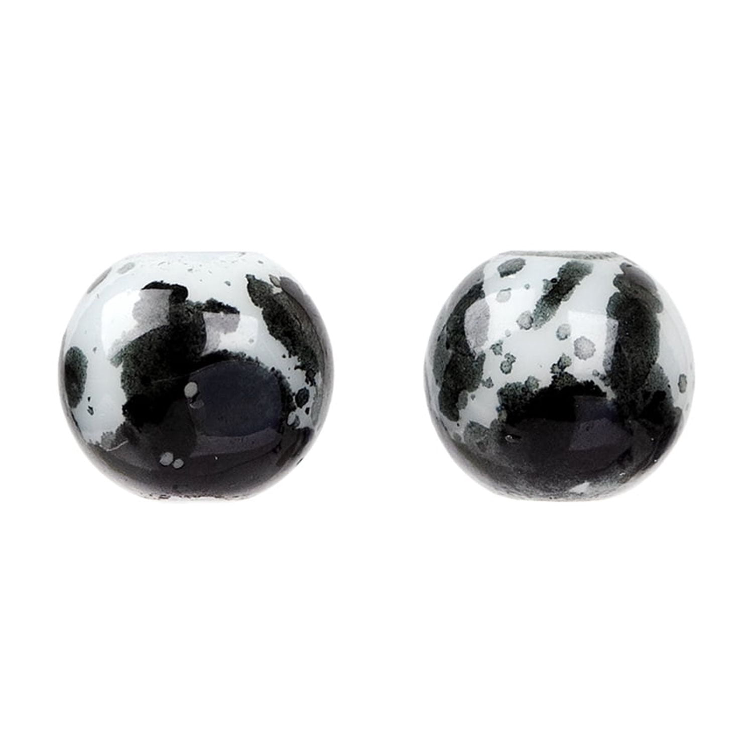 Cousin DIY Splatter Glass Bead Strand, Black/White, Unisex, 100 Pieces - 28.5in
