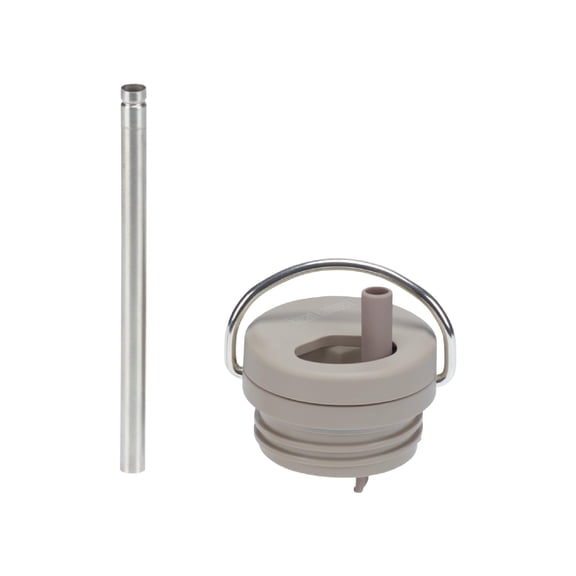 Klean Kanteen TKWide Twist Cap with Straw Kit - Reusable Straw Lid - Water Bottle Accessories - Leak Proof & Dishwasher Safe - Taupe