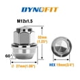 thumbnail image 2 of Tuercas de tuercas Nuts Dynofit de 12 mm x 1.5 de una sola pieza para Ford, 2 of 8