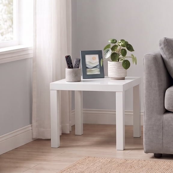 Furinno CLASSIC Homey Square Side Table in White